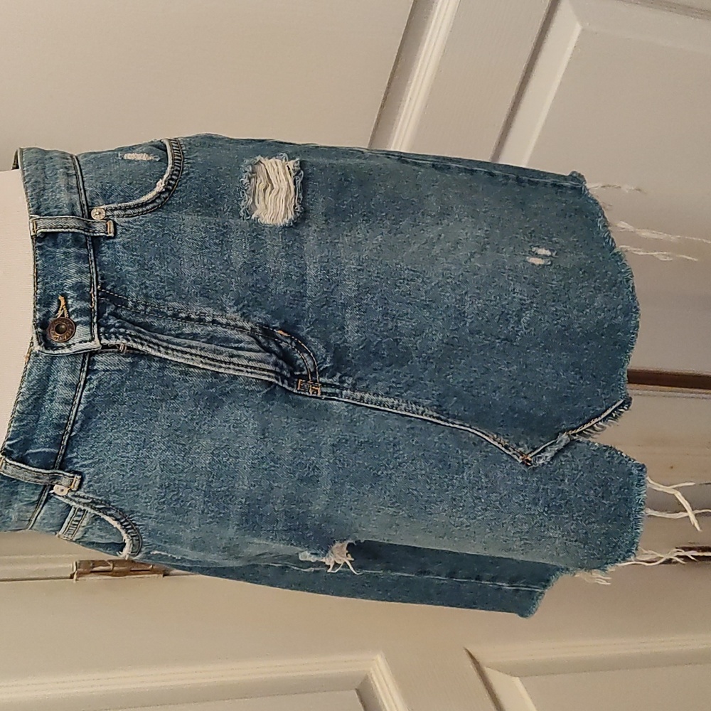 We The Free Distressed Blue jean Skirt